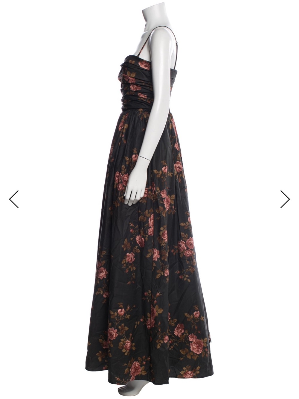 Reformation Black Maxi Dress with Pink Rose Print kastoria USA 8 - Picture 4 of 5